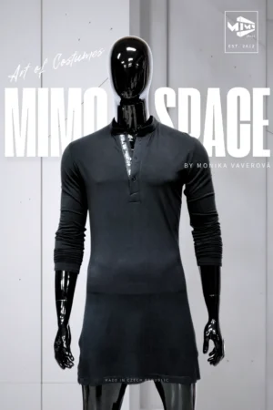 Elegantní pánský černý T-Dress se stojáčkem v designu Samurai Black
